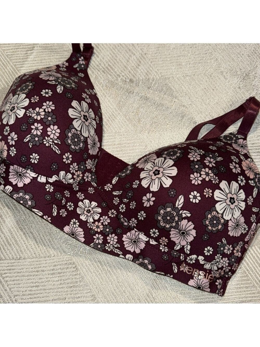 Kensie Maroon Floral Bra